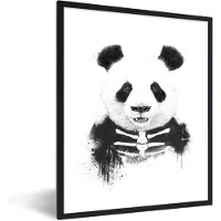 PosterMonkey Fotolijst incl. Poster - Panda - Skelet - Dieren - Wit - 60x80 cm - Posterlijst