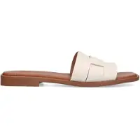 Manfield Witte gevlochten leren slippers | Maat 39