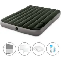 Intex luchtbedset - Twijfelaar - 137 x 191 x 25 cm - Groen - Met ingebouwde voetpomp + Accessoires