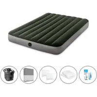 Intex luchtbedset - Twijfelaar - 137 x 191 x 25 cm - Groen - Met pomp + Accessoires