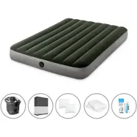 Intex luchtbedset - Twijfelaar - 137 x 191 x 25 cm - Groen - Met pomp + Accessoires