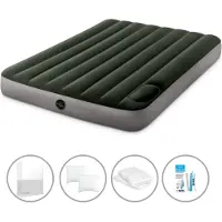 Intex luchtbedset - Twijfelaar - 137 x 191 x 25 cm - Groen - Met ingebouwde voetpomp + Accessoires