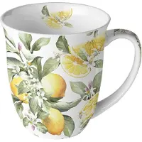 Ambiente - beker - serie limoni - zomer - geel - wit - groen - porselein
