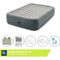 Intex Luchtbed - 2-Persoons - 152 x 203 x 46 cm - Grijs - Inclusief pomp - Hoeslaken - Kussen - Kussenbeschermer en Reparatieset