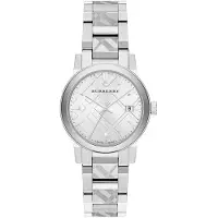 Burberry BU9144 Zilveren Ruit Gestempeld Wijzerplaat Vrouwenhorloge