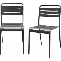Sweeek Set van 2 stalen tuinstoelen, 2 zittingen, antraciet, Amelia, B44 x D52 x H79cm