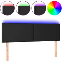 vidaXL Hoofdbord LED 144x5x78/88 cm kunstleer zwart