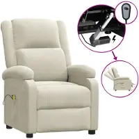vidaXL Massagestoel elektrisch fluweel crèmekleurig