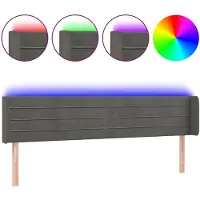vidaXL Hoofdbord LED 163x16x78/88 cm fluweel donkergrijs