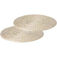 Secret De Gourmet Set van 6x stuks placemats zeegras wit 35 cm - Placemats