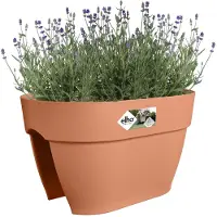 Elho Vibia Campana Flower Bridge 40 - Plantenbak voor Balkon Railing - 100% Gerecycled Plastic - Ø 39.0 x H 22.0 cm - Terra
