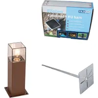QAZQA Buitenlamp 30 cm roestbruin met grondpin en kabelmof - Denmark