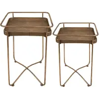 Clayre & Eef Bijzettafel set van 2 38x38x53 cm metaal vierkant