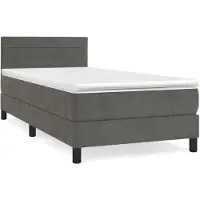 vidaXL Boxspring met matras fluweel donkergrijs 100x200 cm