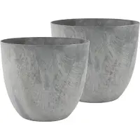 Ter Steege 2x stuks bloempot/plantenpot gerecycled kunststof/steenpoeder betongrijs dia 45 cm en hoogte 38 cm voor binnen/buiten