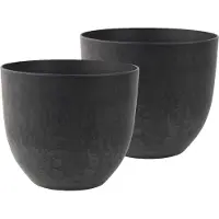 Ter Steege Plantenpot - 2x stuks - zwart - kunststof - D28 x H24 cm - bloempot