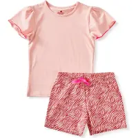 Little label shortama met zebraprint van katoen roze/rood Meisjes Stretchkatoen Ronde hals - maat 110