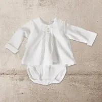 Babidu Romper/Body | Wit | Blouse Model | Korte mouwen | Unisex | 1194 | 9 Maand | Maat 74