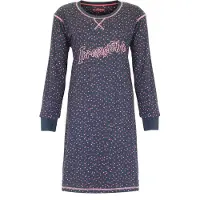 Irresistible Dames Nachthemd - 100% Katoen - Donker Blauw - Maat S