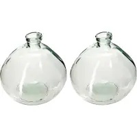 Atmosphera bloemenvaas - 2x - Genua - Organische bol fles vorm - glas - H22 x D21 cm