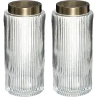 Atmosphera bloemenvaas - 2x - Elegance - Cilinder model - transparant - glas - H26 x D12 cm