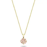 New Bling 9NBG-0592 Gouden Ketting met Zirkonia Hanger Champagne - 4mm - Ankerschakel - 39+3+3cm - 0,8mm Dikte - 14 Karaat - Goud