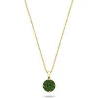 New Bling 9NBG-0589 Gouden Ketting met Zirkonia Hanger Groen - 4mm - Ankerschakel - 39+3+3cm - 0,8mm Dikte - 14 Karaat - Goud