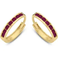 New Bling 9NBG-0582 Gouden Oorringen met Zirkonia Steentjes - Rood - 11x1,9mm - 14 Karaat - Goud