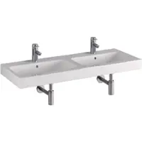Geberit Icon wastafel 120x48.5x16cm 2 wasbakken 1 kraangat Midden met overloopgat Keramiek Wit glans 124120000