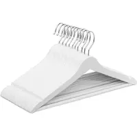 Wicotex -Kledinghanger – SET 10 stuks - houten-kleerhanger, met rok inkepingen en broekspijpen, draaibare haak, Dames en heren kleding - WIT