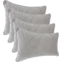 Atmosphera Bank/sierkussens huiskamer Sophia - 4x stuks - 30 x 50 cm - Zilvergrijs - polyester - met rits