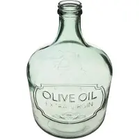Atmosphera Vaas Toscane - olijfolie fles model - transparant - lichtgroen glas - 42 x 27 cm