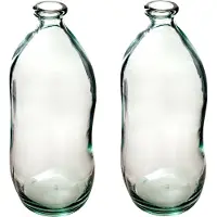 Atmosphera bloemenvaas - 2x - Pisa - Organische fles vorm - transparant - glas - H36 x D15 cm