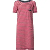 Lunatex - dames nachthemd korte mouw 224150 met boothals - rood - maat L