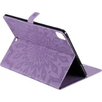 Peachy Lederen iPad Pro 12.9-inch (2018 2020 2021 2022) Case Hoes Zonnebloem Bedrukking Wallet Portemonnee - Paars