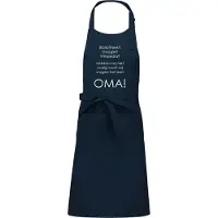 Kariban Mijncadeautje Schort - Wij vragen het aan OMA - opdruk wit - mooie en exclusieve keukenschort - blauw