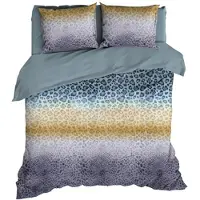Satin d'or Dekbedovertrek Panthera Teal Grijs Satijn-260 x 200 / 220 cm | Extra Breed