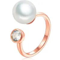 LGT JWLS Dames Ring Rose kleurig Verstelbaar Verguld met Zirkonia en Parel