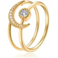 LGT JWLS Dames Ring Goudkleurig met Maan en Zirkonia Steen-18mm