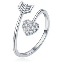 LGT JWLS Dames Ring Verzilverd Zilverkleurig met Hart van Zirkonia