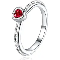 LGT JWLS Dames Ring Verzilverd met Rood Hart van Zirkonia-18mm