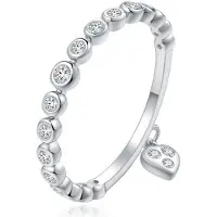 LGT JWLS Dames Ring Zilverkleurig Verzilverd met Zirkonia en Hartje -17mm