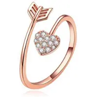 LGT JWLS Dames Ring Verguld Rose Kleurig met Hart van Zirkonia