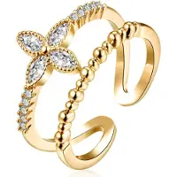 LGT JWLS Gedraaide Goudkleurige Dames Ring met Bloem Zirkonia