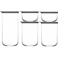 Novastyl Novastyle Clara - 5x Voorraadpotten met kunststof deksel - Set van 5 - Snoeppotten - Bewaarbakjes voedsel - Vershouddozen - Voorraadpotten