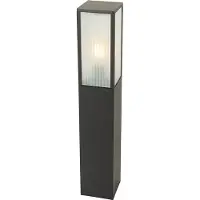 QAZQA Staande buitenlamp zwart met ribbel glas 80 cm IP44 - Charlois