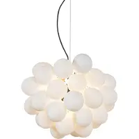 QAZQA Art deco hanglamp zwart met opaal glas 8-lichts rond - Uvas