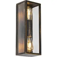 QAZQA Vintage wandlamp antiek goud 38 cm 2-lichts IP44 - Charlois