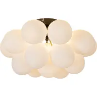 QAZQA Art deco plafondlamp zwart met opaal glas 4-lichts - Uvas