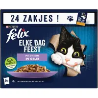 Felix 4x Kattenvoer Nat in Gelei Elke Dag Feest Mix Selectie 24 x 85 gr